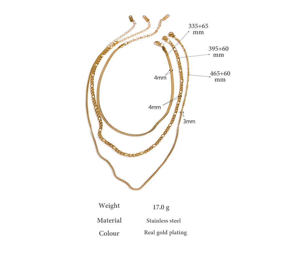 Yhpup Stainless Steel Chain Layered Necklace Separated Set for Women Statement Golden Metalic Waterproof Collar Necklace Jewelry