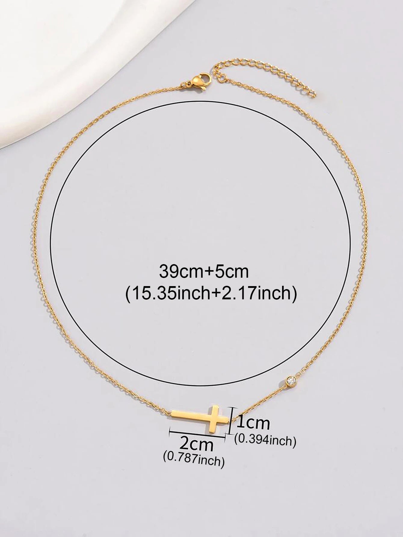 DGIDDK Stainless Steel Necklace Cross Pendant Necklace Rhinestone Light Luxury Exquisite Necklace Women's Jewelry