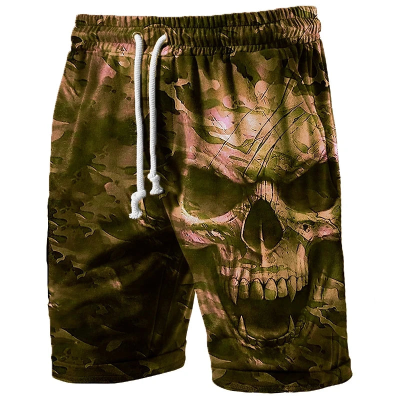 Trend Skull Graphic Beach Shorts For Men Fashion Summer Hip Hop 3D Printed Short Pants Cool Streetwear Breathable Swim Trunks