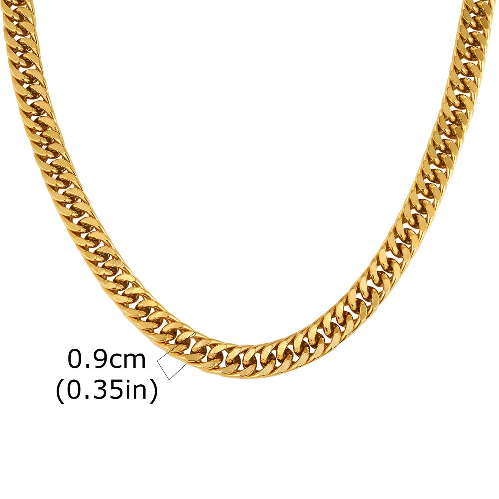 Vnox 3/5/7/9mm Thick Cuban Chain Necklaces for Men Women,Simple Miami Curb Links Collar,Waterproof Stainless Steel Unisex Chain
