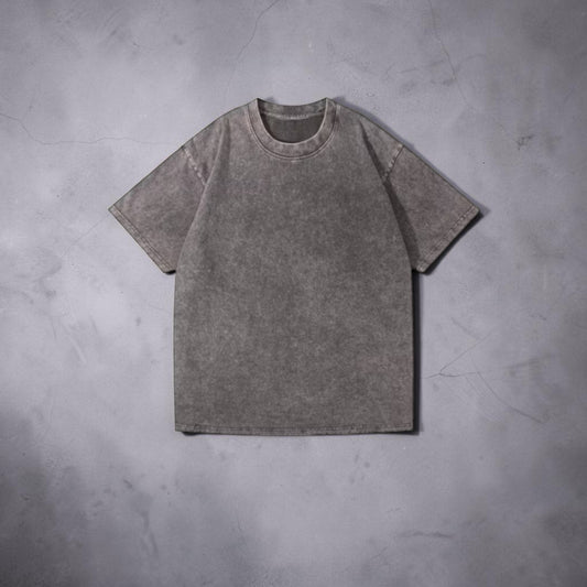 Distressed Round Neck Men'S T-Shirts Vintage Loose Casual Drop Shoulder Summer Top