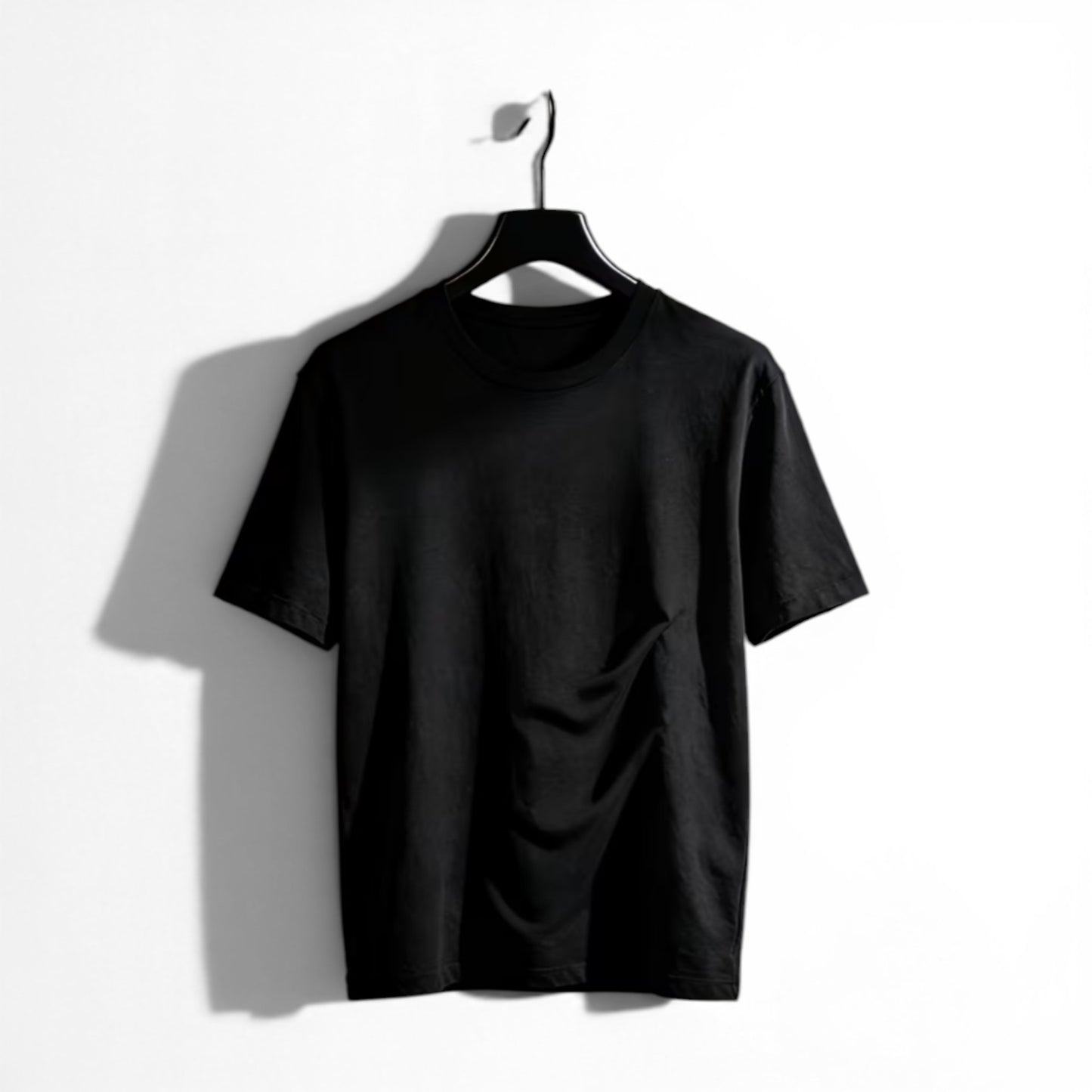 Black Crew Neck Short Sleeve Cotton Men's T Shirt